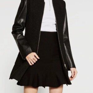 Zara Basic Tweed Jacket with pleather sleeves - XS